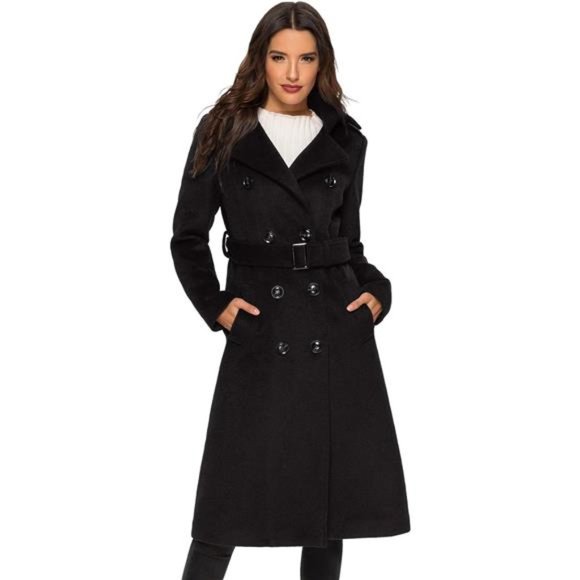Pea Coats Ankle Length Womens Coat Womens Express Black Wool